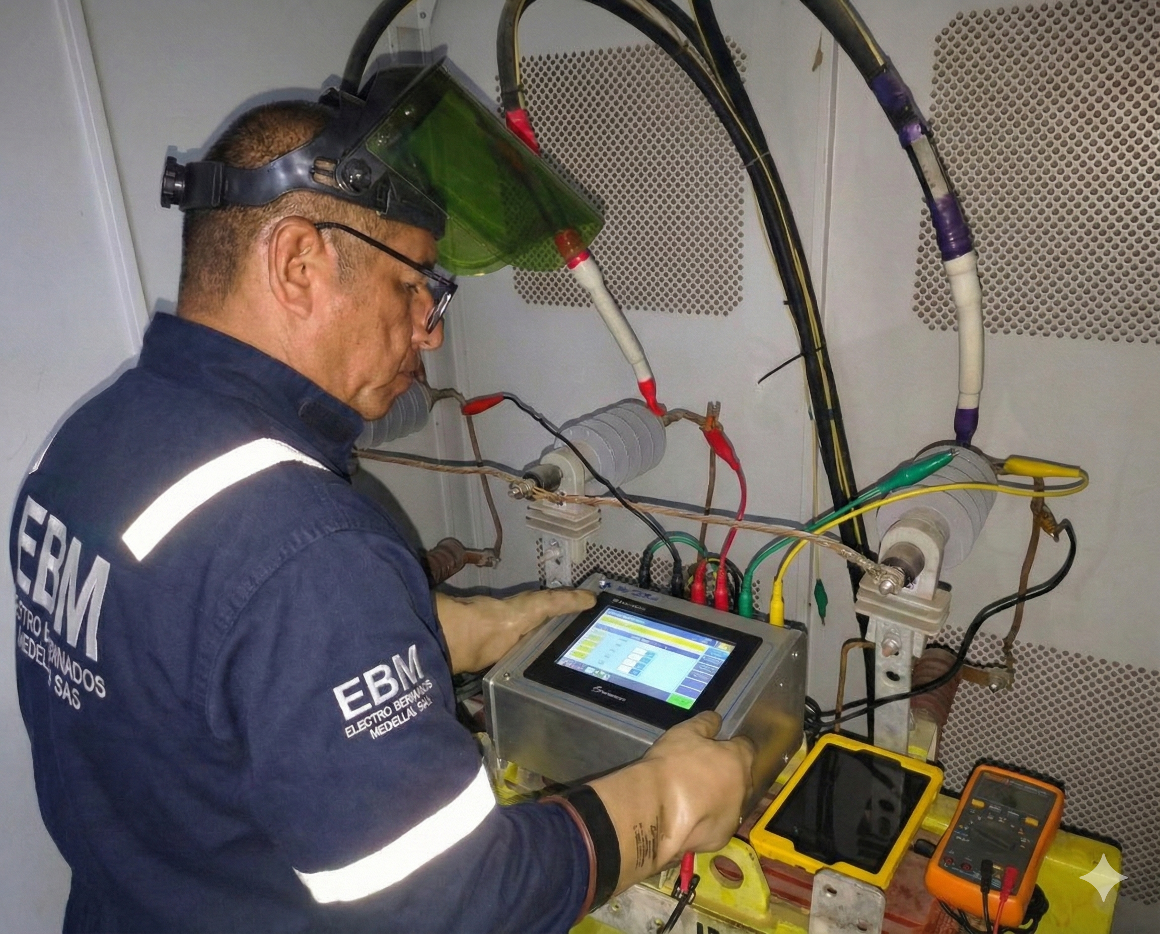 Técnico realizando prueba TTR durante mantenimiento preventivo
